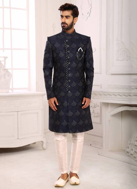 Navy Blue Colour Party Wear Mens Indo Western Collection 1141